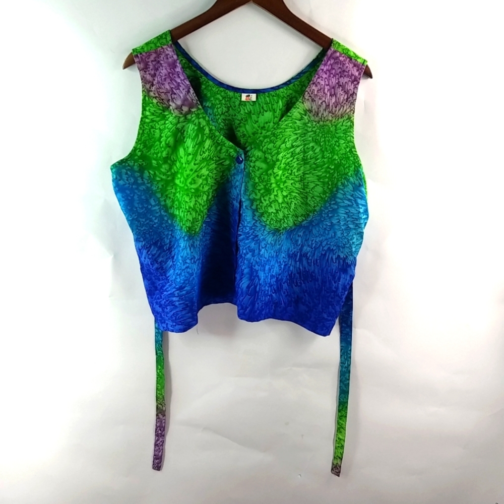 Rima Beachworld XL Ocean Ombre Sleeveless Crop Top Plus in Blue Green Purple